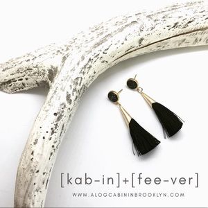 Marble Cone Tassel Stud - Jet Black